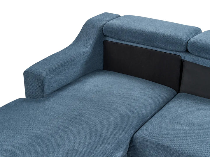 Corner Sofa 4 Seater Fabric Navy Blue Left Hand Blennia