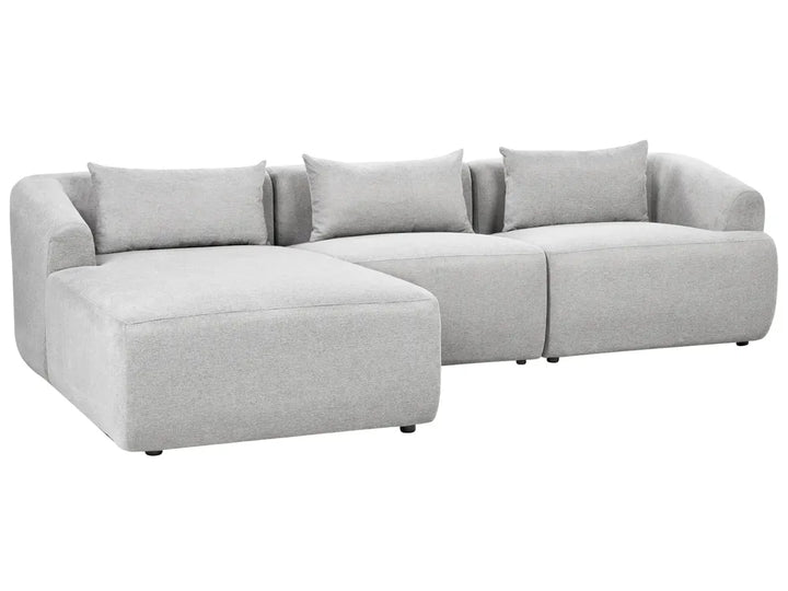 Corner Sofa 3 Seater Fabric Light Grey Right Hand Sickels
