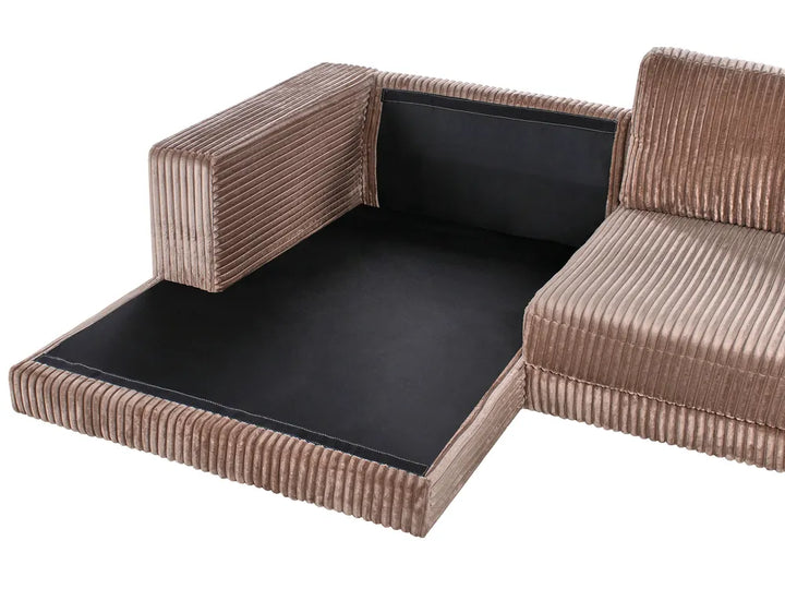 Corner Sofa 3 Seater Corduroy Light Brown Right Hand Vardie