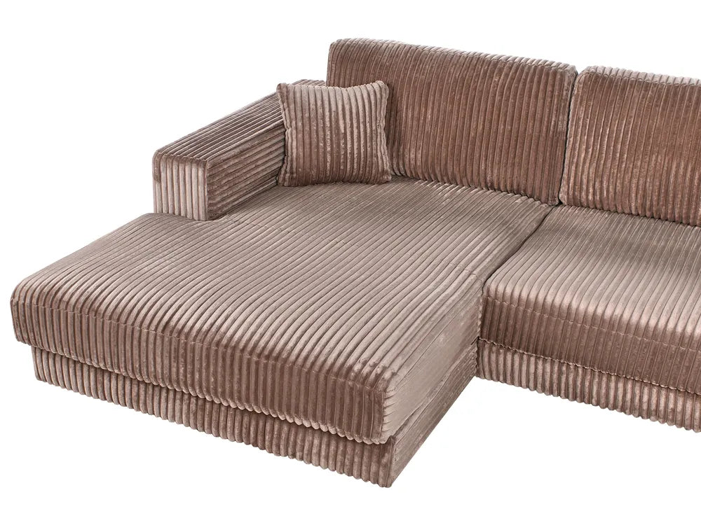 Corner Sofa 3 Seater Corduroy Light Brown Right Hand Vardie