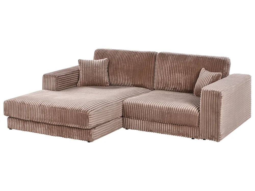Corner Sofa 3 Seater Corduroy Light Brown Right Hand Vardie