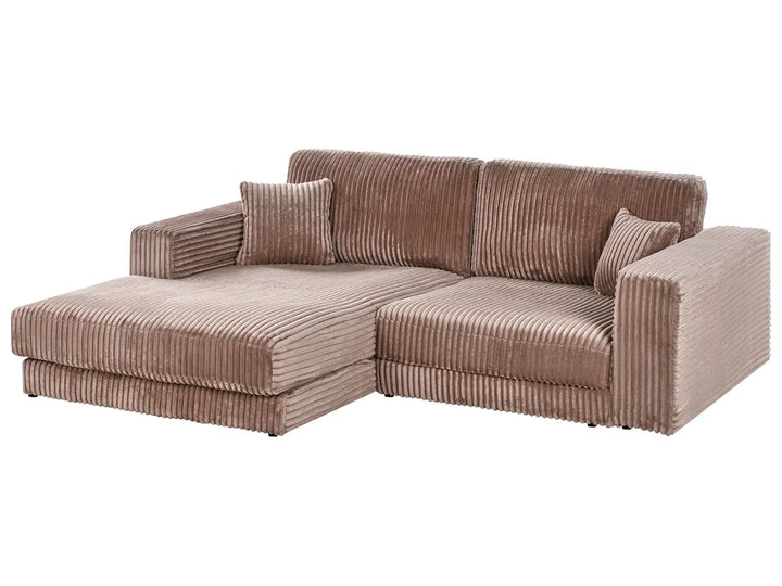 Corner Sofa 3 Seater Corduroy Light Brown Right Hand Vardie
