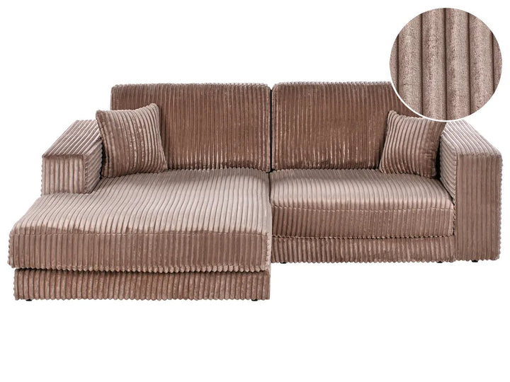 Corner Sofa 3 Seater Corduroy Light Brown Right Hand Vardie