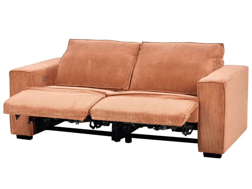 Electric Recliner Sofa 2 Seater Corduroy Orange Hanscom
