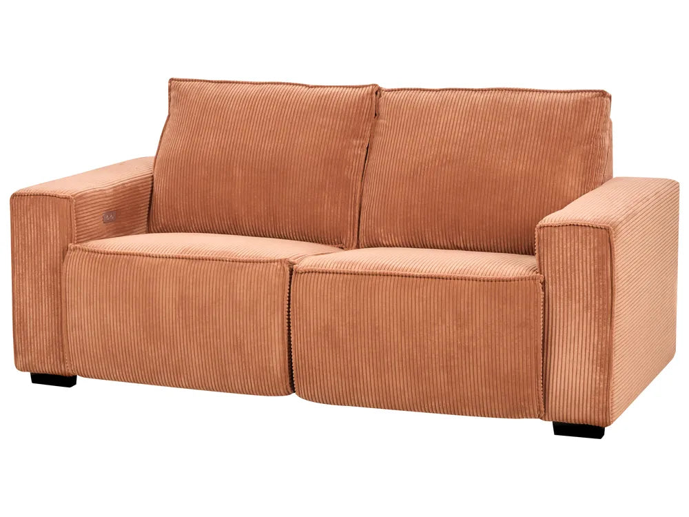 Electric Recliner Sofa 2 Seater Corduroy Orange Hanscom
