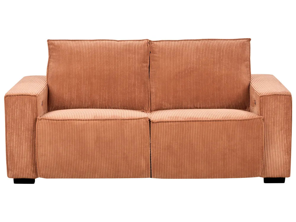 Brown sofa with a ribbed texture on a white background