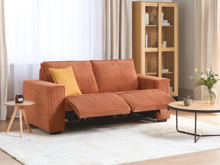Electric Recliner Sofa 2 Seater Corduroy Orange Hanscom