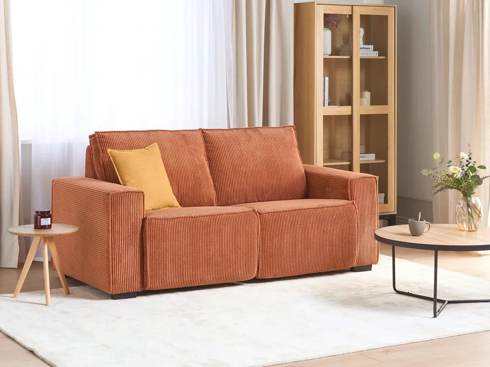 Electric Recliner Sofa 2 Seater Corduroy Orange Hanscom