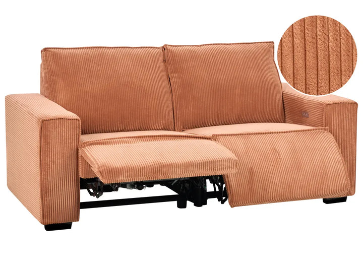 Electric Recliner Sofa 2 Seater Corduroy Orange Hanscom