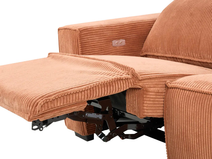 Electric Recliner Sofa 2 Seater Corduroy Orange Hanscom