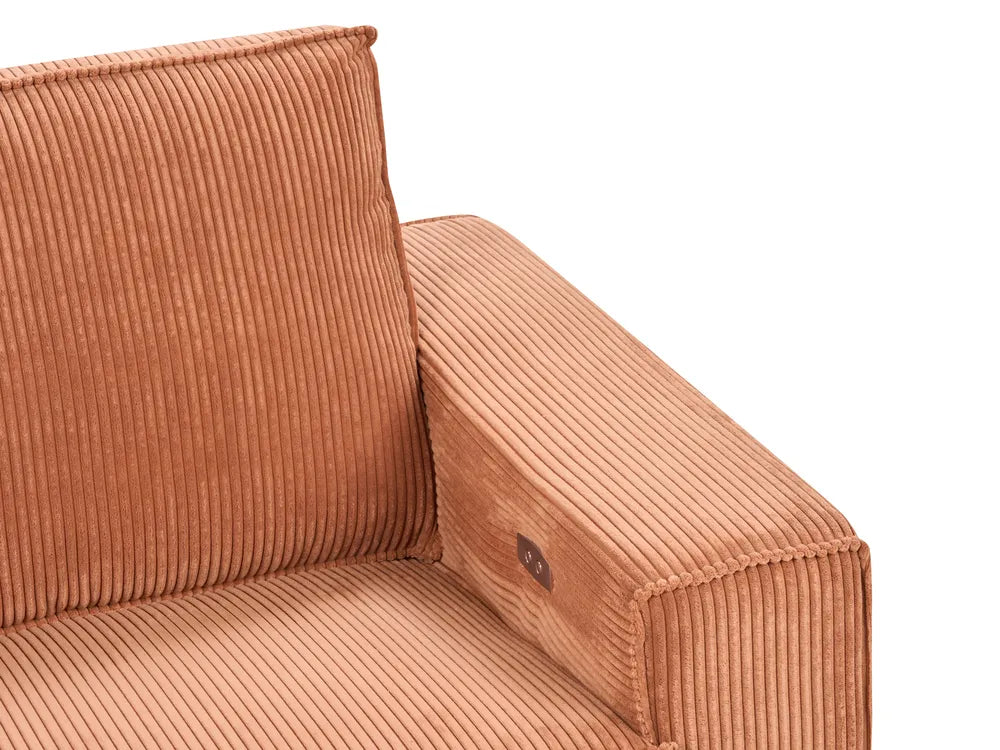 Electric Recliner Sofa 2 Seater Corduroy Orange Hanscom