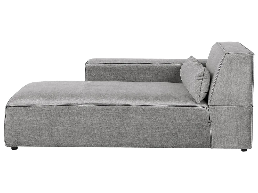 Modular Corner Sofa 2 Seater Fabric Grey with Ottoman Right Hand Bouke