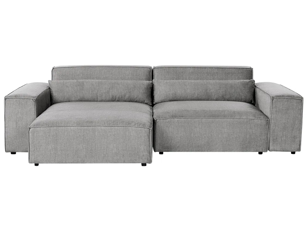 Modular Corner Sofa 2 Seater Fabric Grey with Ottoman Right Hand Bouke