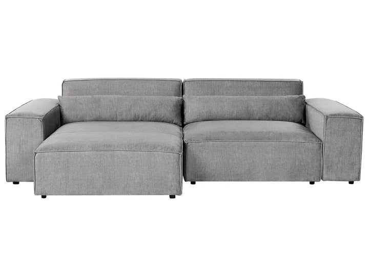 Modular Corner Sofa 2 Seater Fabric Grey with Ottoman Right Hand Bouke