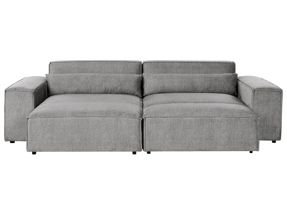 Modular Corner Sofa 2 Seater Fabric Grey with Ottoman Right Hand Bouke
