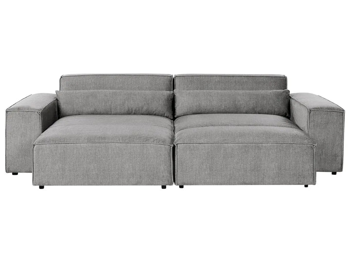 Modular Corner Sofa 2 Seater Fabric Grey with Ottoman Right Hand Bouke