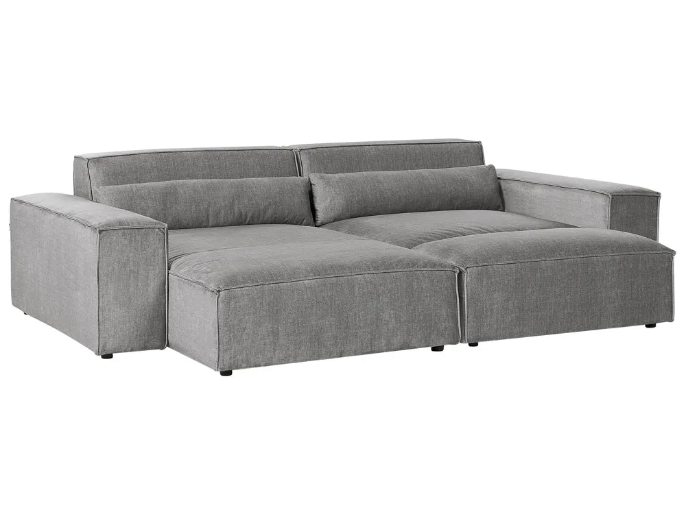 Modular Corner Sofa 2 Seater Fabric Grey with Ottoman Right Hand Bouke