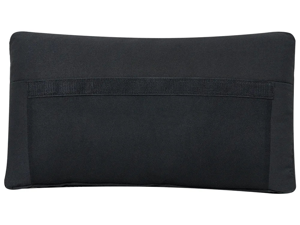 Modular Corner Sofa 4 Seater Fabric Black with Ottoman Left Hand Turella