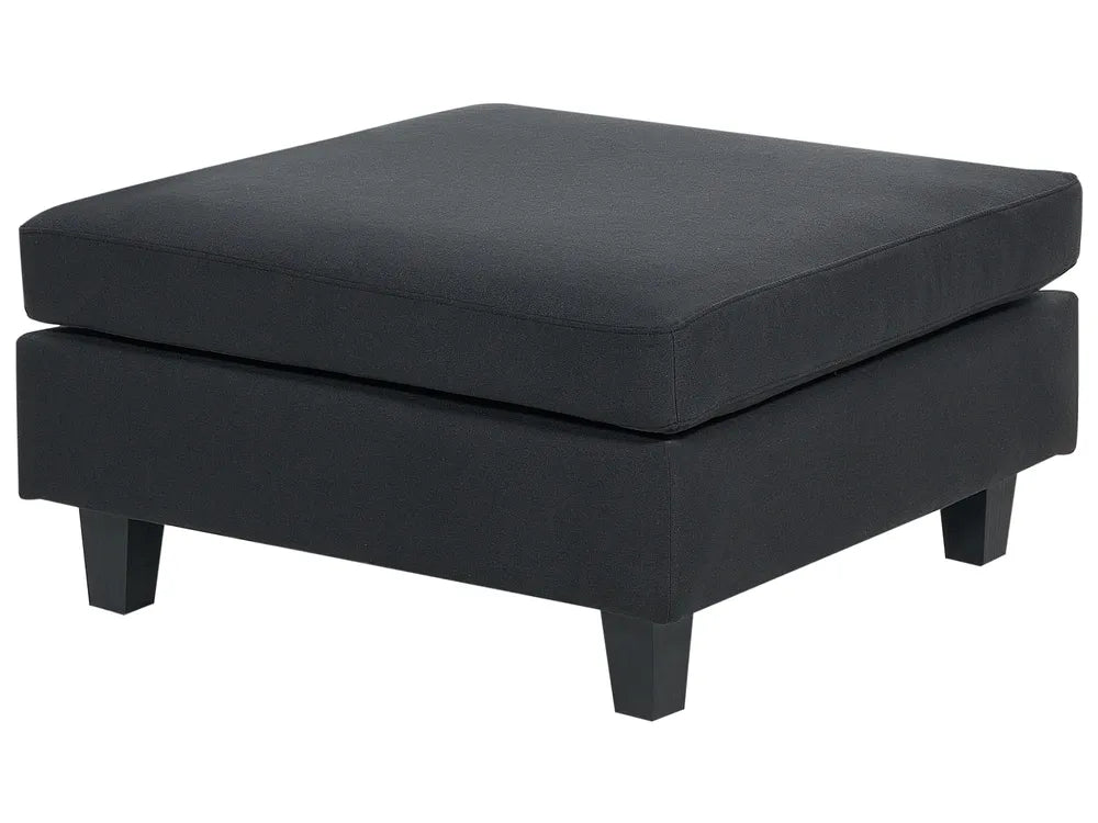 Modular Corner Sofa 4 Seater Fabric Black with Ottoman Left Hand Turella