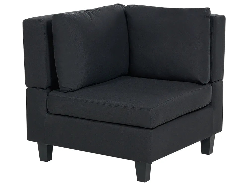 Modular Corner Sofa 4 Seater Fabric Black with Ottoman Left Hand Turella