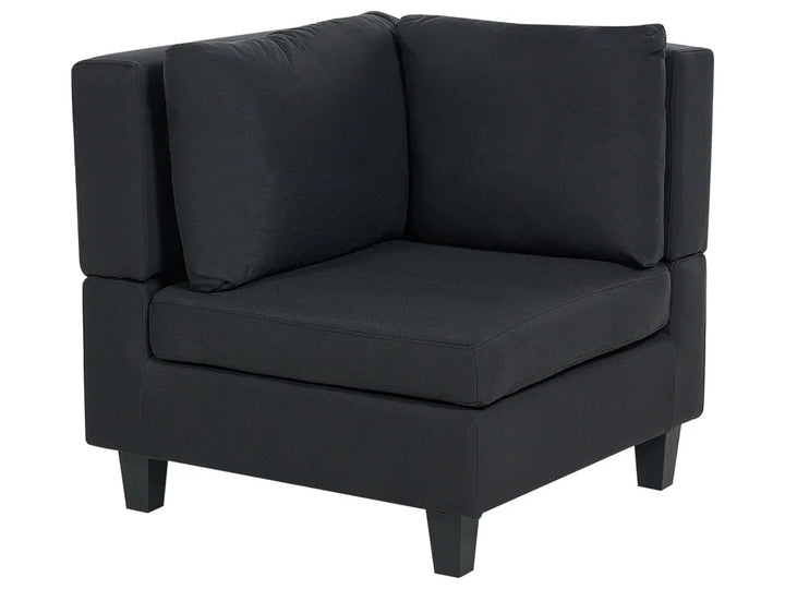 Modular Corner Sofa 4 Seater Fabric Black with Ottoman Left Hand Turella