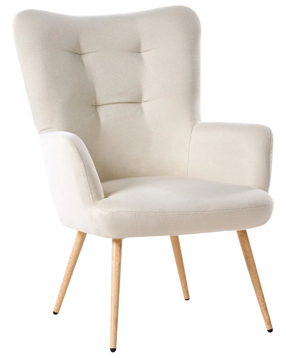 Wingback Chair with Footstool Fabric Light Beige Zianah