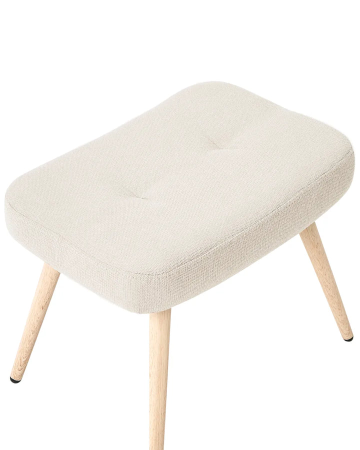 Wingback Chair with Footstool Fabric Light Beige Zianah