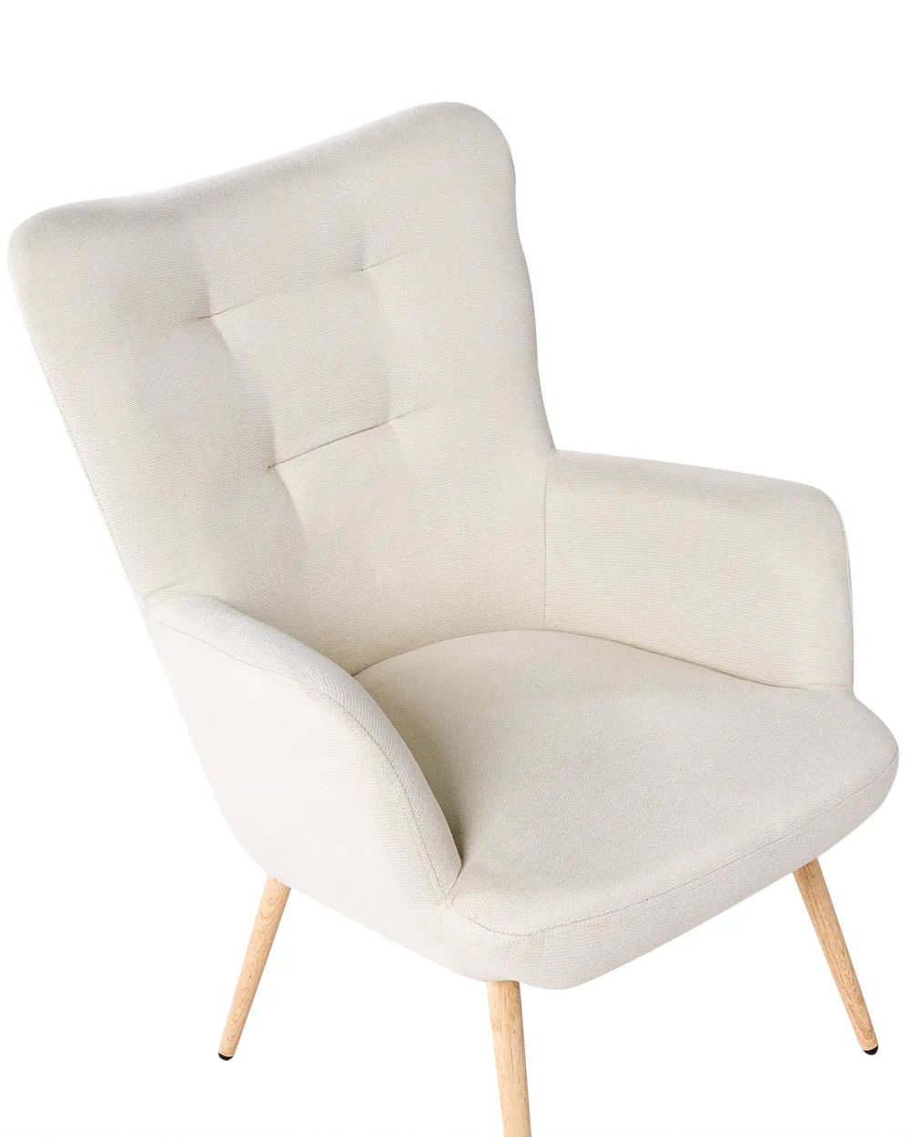 Wingback Chair with Footstool Fabric Light Beige Zianah