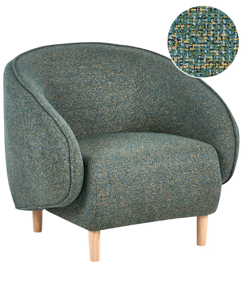 Upholstered in quality fabric in a refined green tone.