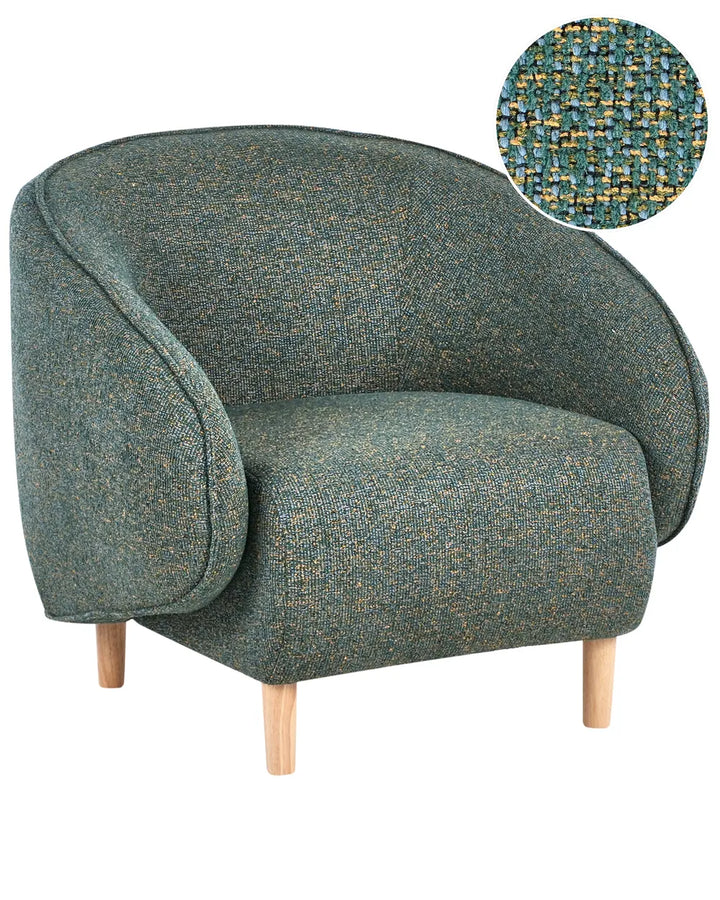 Upholstered in quality fabric in a refined green tone.