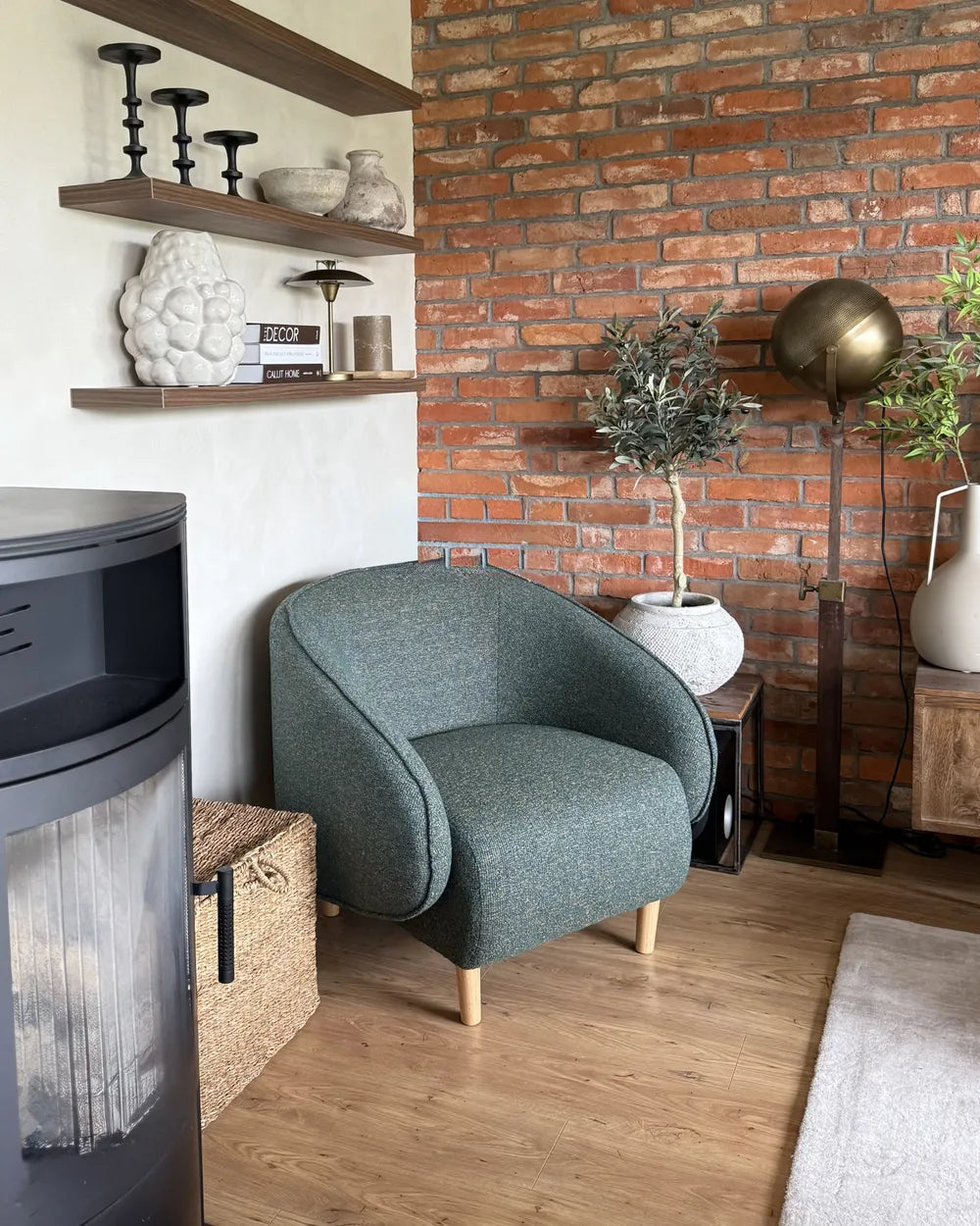 Armchair Fabric Green Joshpal