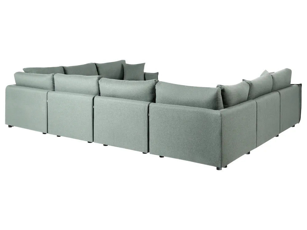 Modular U-Shape Sofa 8 Seater Fabric Green Leiani