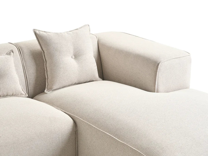 Corner Sofa 3 Seater DOLVA Fabric Light Beige Left Hand Rafael
