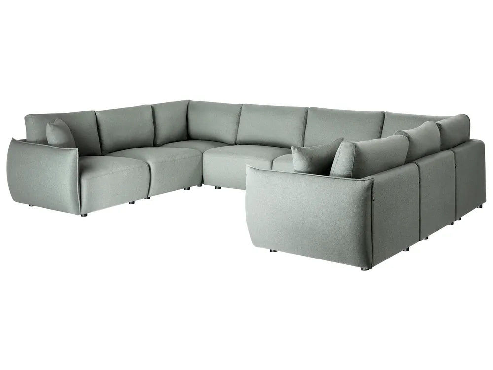 Modular U-Shape Sofa 8 Seater Fabric Green Leiani