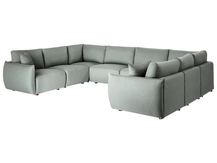 Modular U-Shape Sofa 8 Seater Fabric Green Leiani