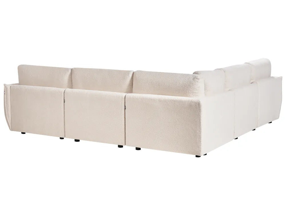 Modular Corner Sofa 5 Seater Boucle Off-White Right Hand Leiani