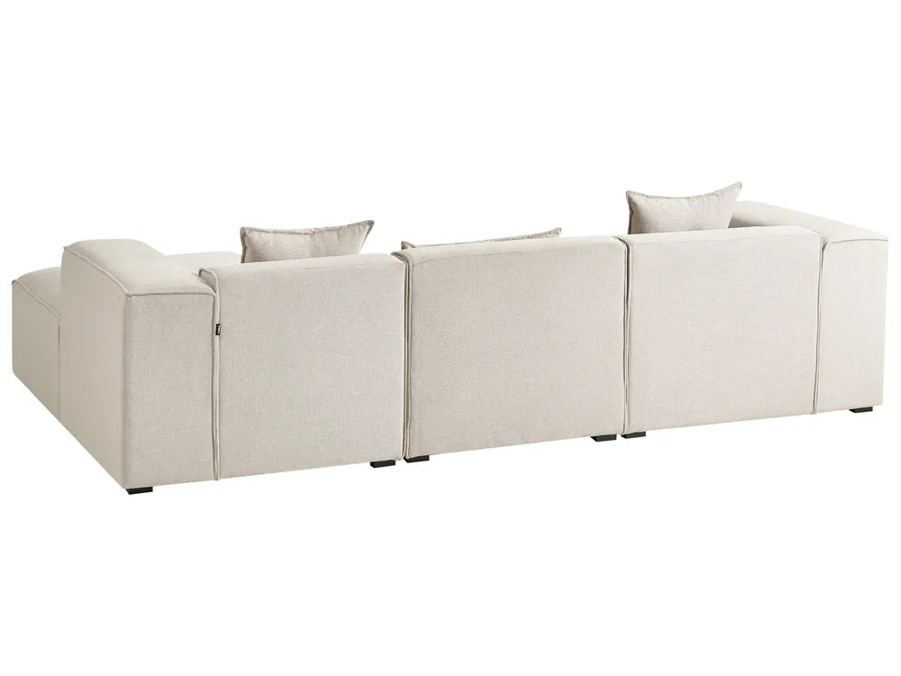 Corner Sofa 3 Seater DOLVA Fabric Light Beige Left Hand Rafael