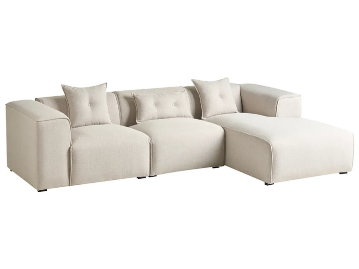 Corner Sofa 3 Seater DOLVA Fabric Light Beige Left Hand Rafael