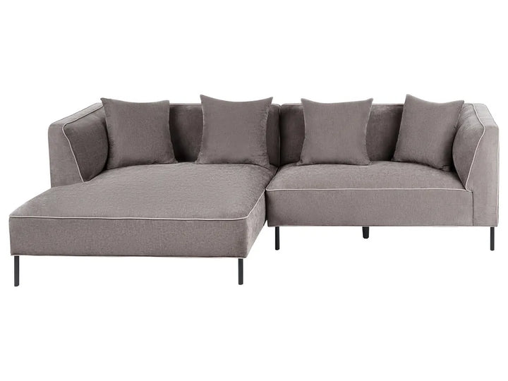 Taupe fabric corner sofa, right-hand layout