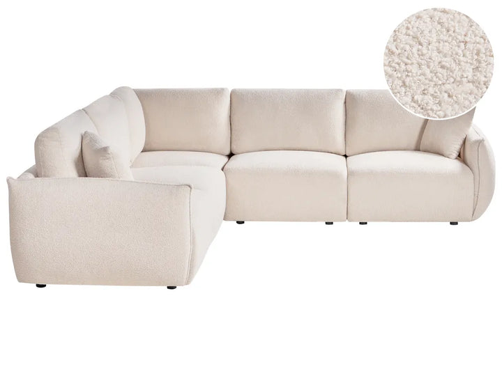 Modular Corner Sofa 5 Seater Boucle Off-White Right Hand Leiani