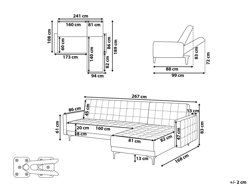 Modular Corner Sofa Bed 4 Seater Faux Leather White Left Hand Denby