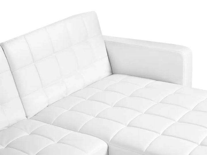 Modular Corner Sofa Bed 4 Seater Faux Leather White Left Hand Denby