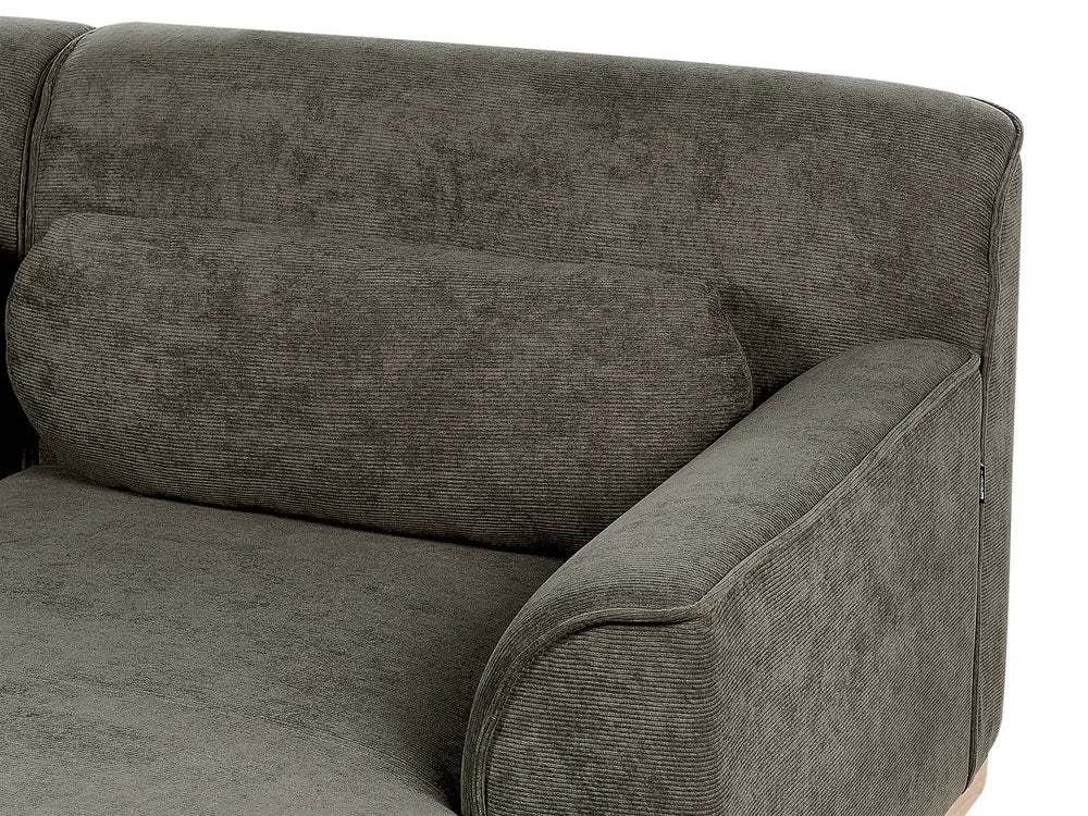 Corner Sofa 3 Seater Corduroy Dark Green Left Hand Arvo