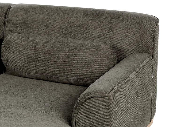 Corner Sofa 3 Seater Corduroy Dark Green Left Hand Arvo
