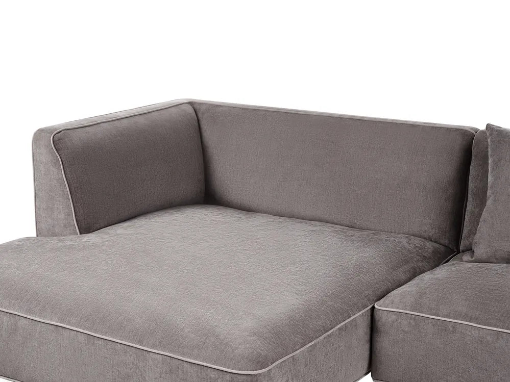 Corner Sofa 3 Seater Chenille Taupe Right Hand Danva