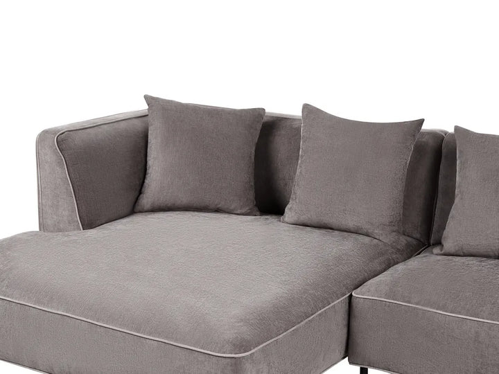 Corner Sofa 3 Seater Chenille Taupe Right Hand Danva