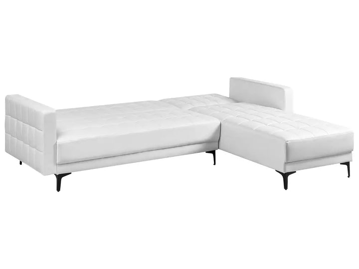 Modular Corner Sofa Bed 4 Seater Faux Leather White Left Hand Denby