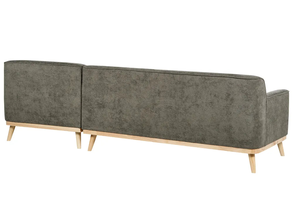 Corner Sofa 3 Seater Corduroy Dark Green Left Hand Arvo