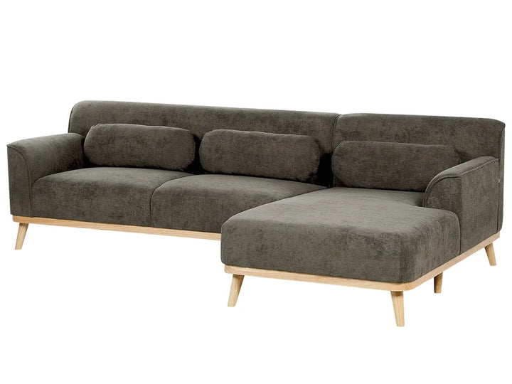 Corner Sofa 3 Seater Corduroy Dark Green Left Hand Arvo
