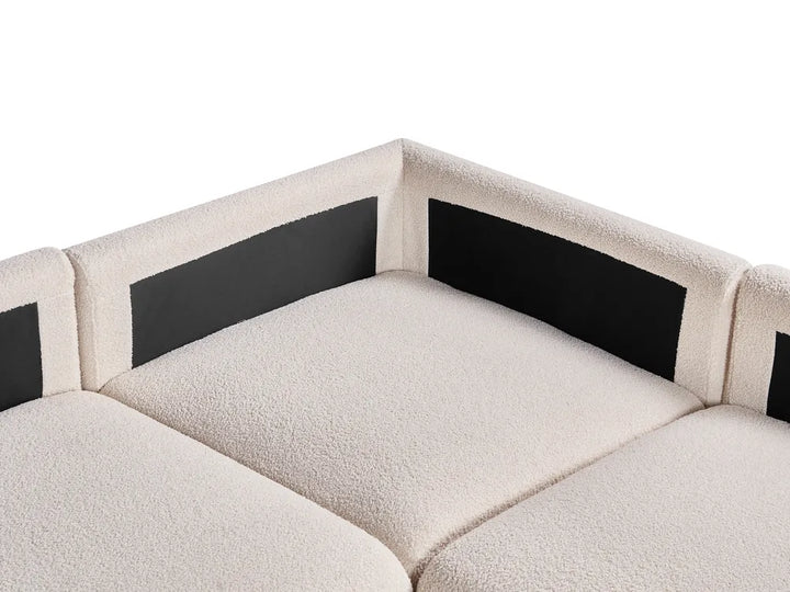Modular Corner Sofa 5 Seater Boucle Off-White Right Hand Leiani